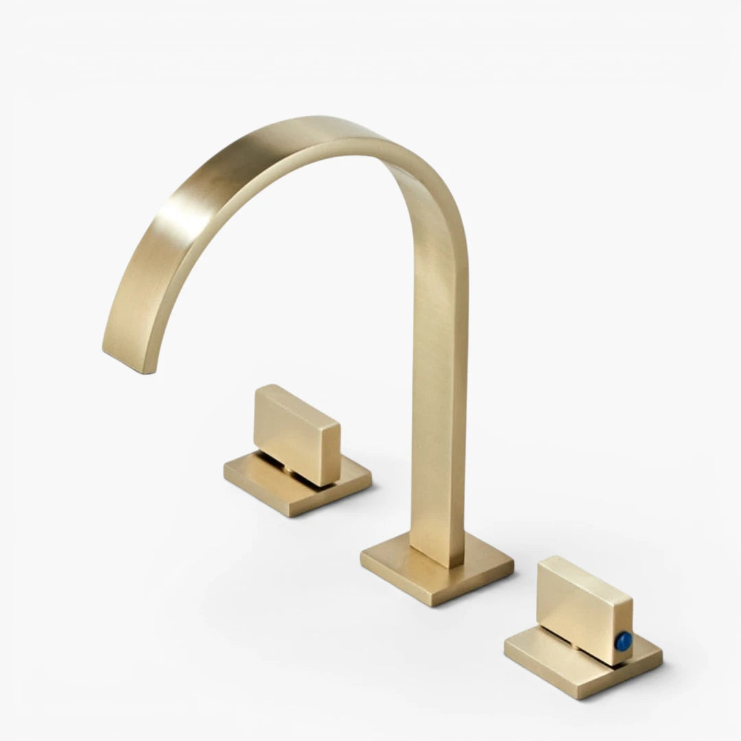 Robinet salle de bain lavabo minimaliste poignées déportées - Doré - Laiton