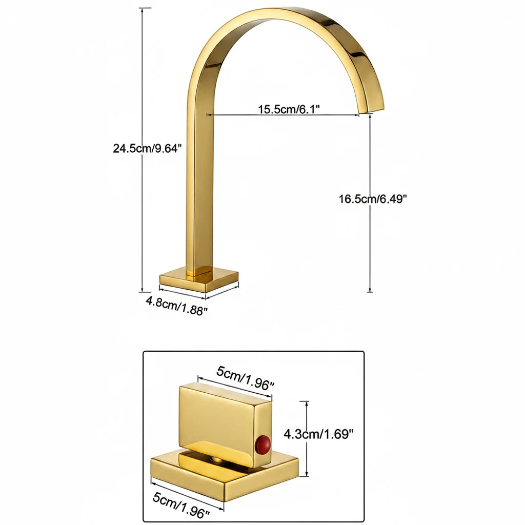 Robinet salle de bain lavabo minimaliste poignées déportées - Doré - Laiton