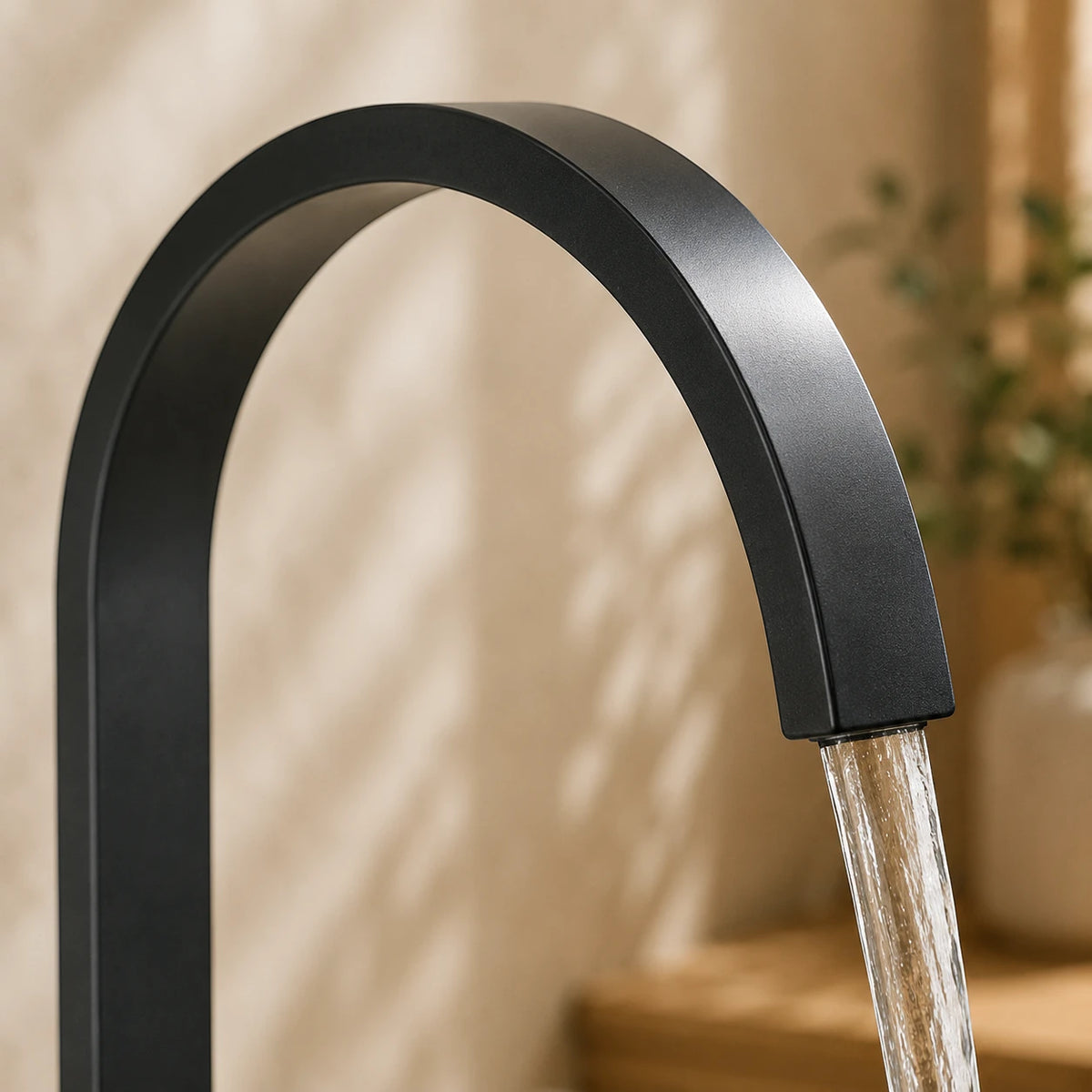 Robinet salle de bain lavabo minimaliste poignées déportées - Noir mat - Laiton