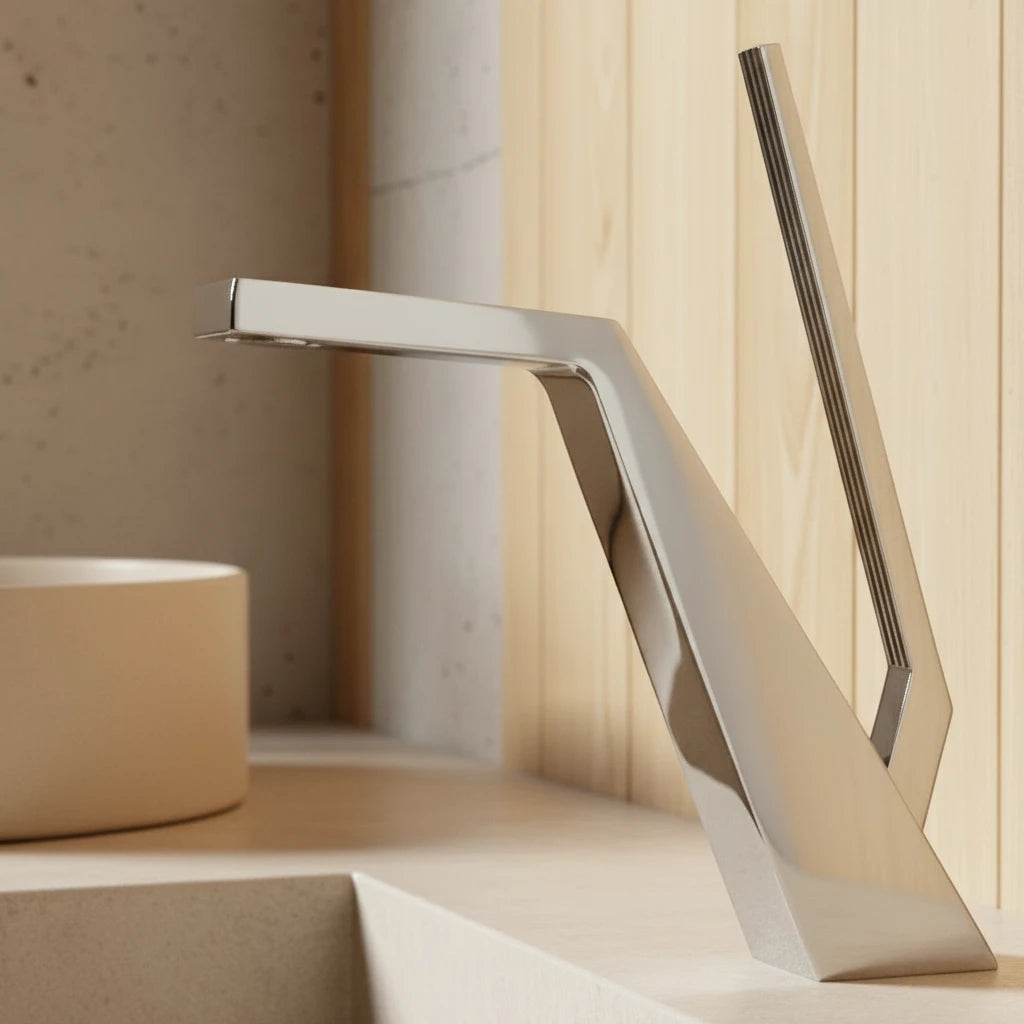 Robinet salle de bain lavabo mitigeur design contemporain - Argenté