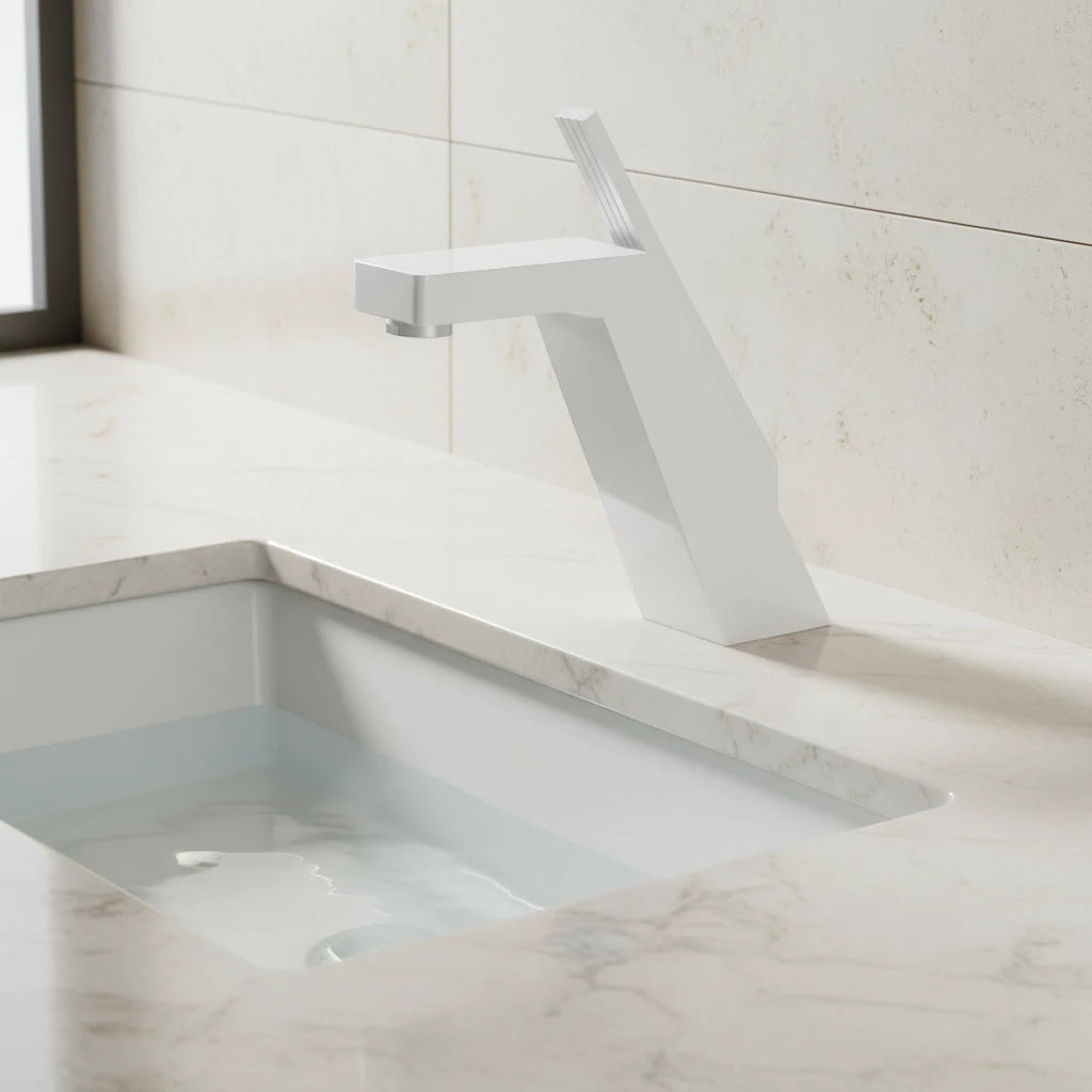 Robinet salle de bain lavabo mitigeur design contemporain - Blanc