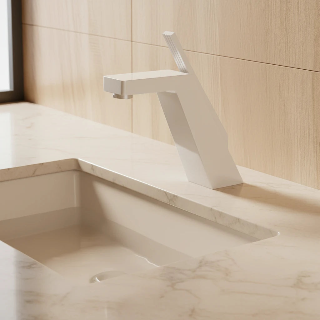 Robinet salle de bain lavabo mitigeur design contemporain - Blanc