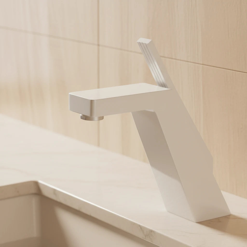 Robinet salle de bain lavabo mitigeur design contemporain - Blanc