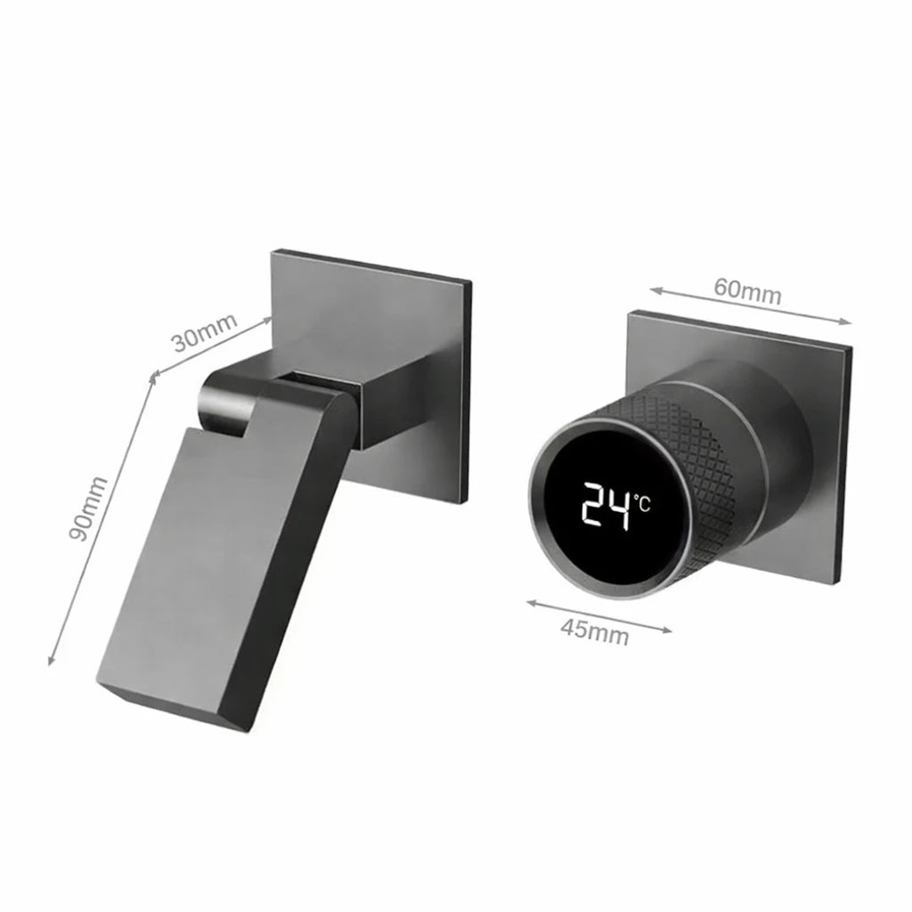 Robinet salle de bain lavabo mural encastrable pivotant - Argenté - Laiton