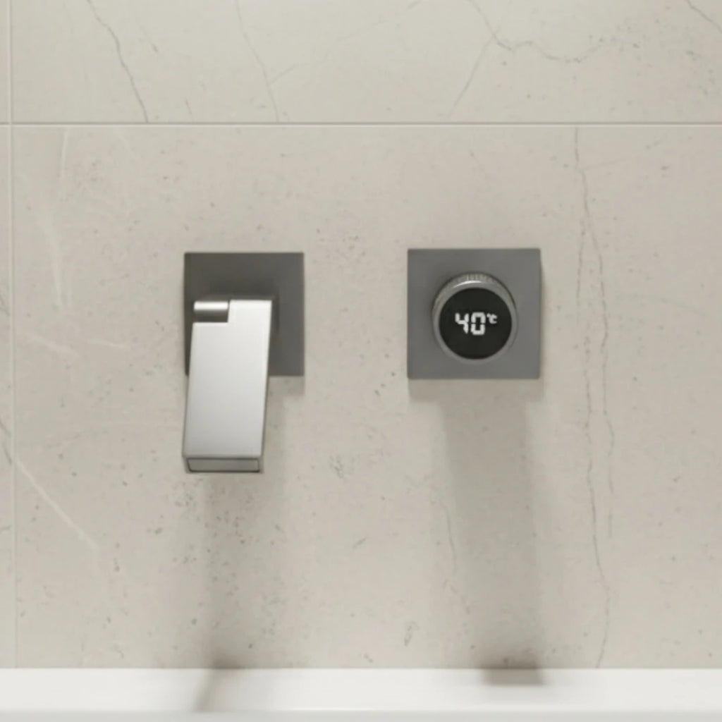 Robinet salle de bain lavabo mural encastrable pivotant - Argenté - Laiton
