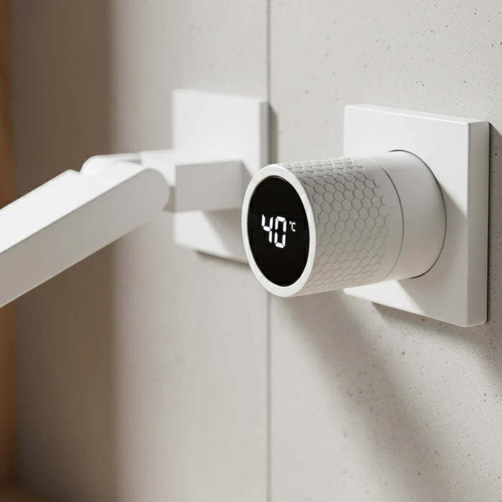 Robinet salle de bain lavabo mural encastrable pivotant - Blanc - Laiton