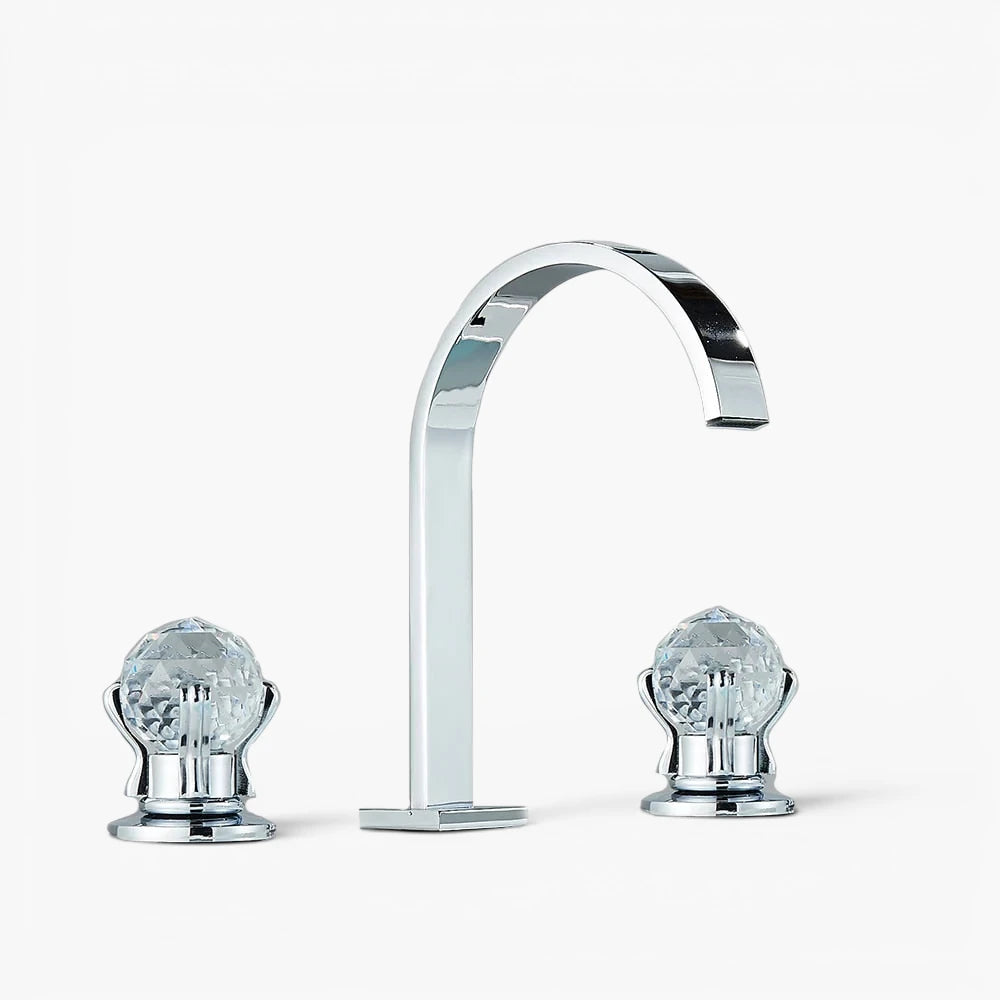 Robinet salle de bain lavabo poignées déportées chics - Argenté - Laiton