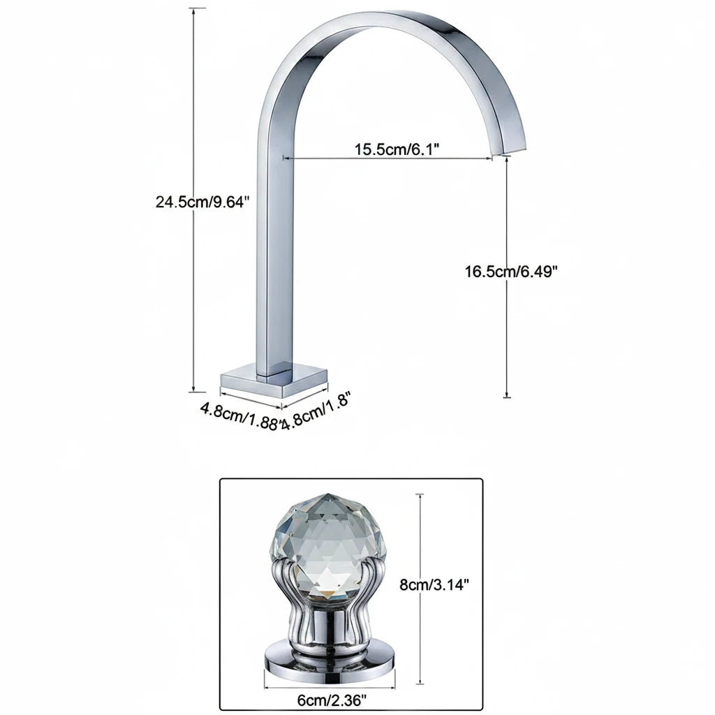 Robinet salle de bain lavabo poignées déportées chics - Argenté - Laiton