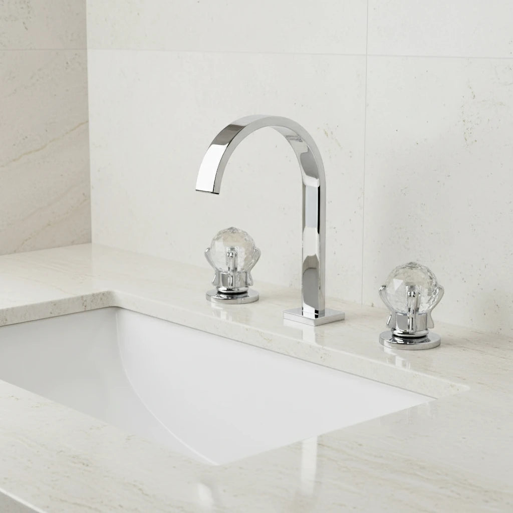 Robinet salle de bain lavabo poignées déportées chics - Argenté - Laiton