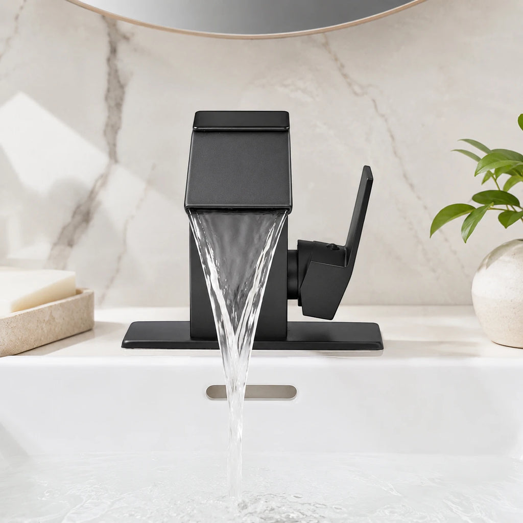 Robinet salle de bain lavabo thermostatique affichage numérique - Noir - Laiton