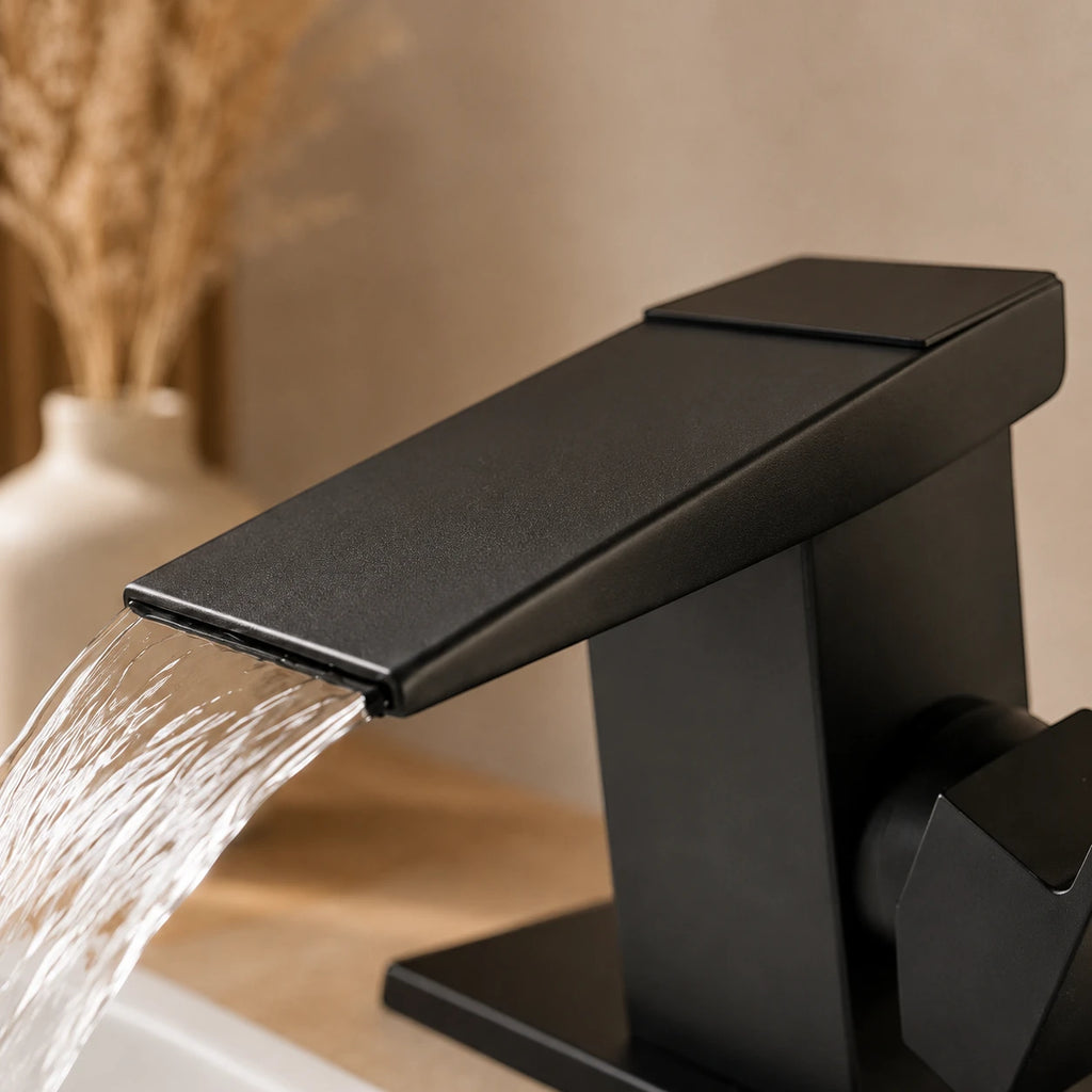 Robinet salle de bain lavabo thermostatique affichage numérique - Noir - Laiton