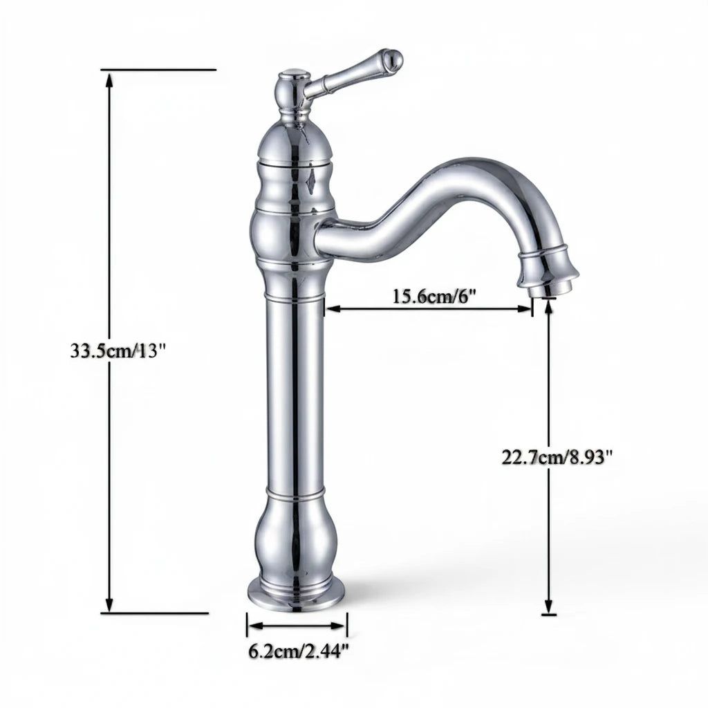 Robinet salle de bain lavabo vintage mitigeur rétro - Argenté - Laiton