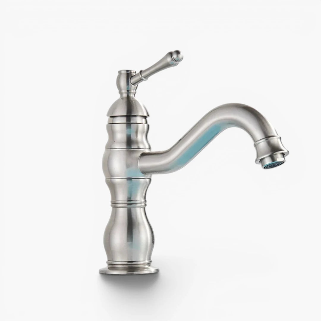 Robinet salle de bain lavabo vintage mitigeur rétro - Argenté - Laiton