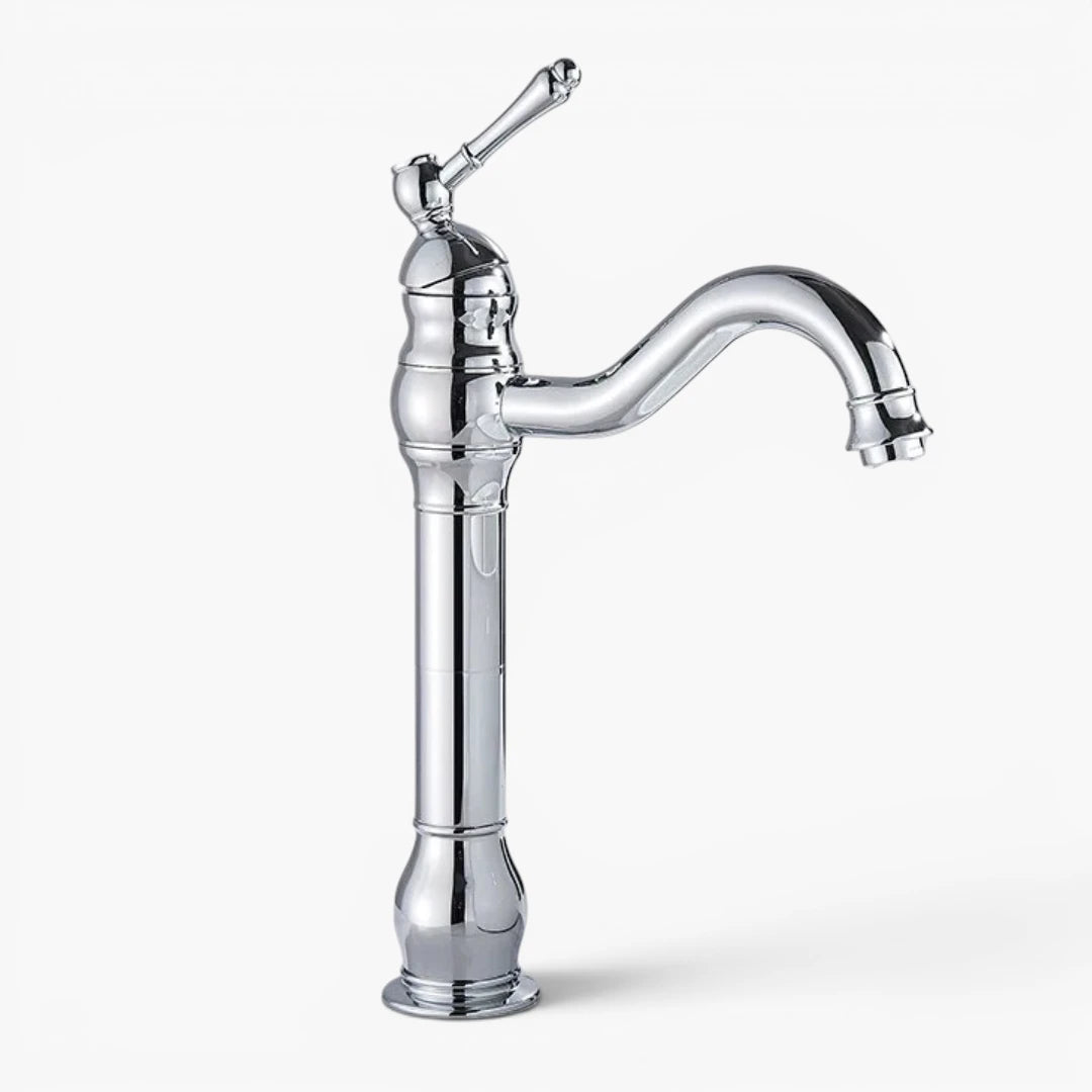 Robinet salle de bain lavabo vintage mitigeur rétro - Argenté - Laiton