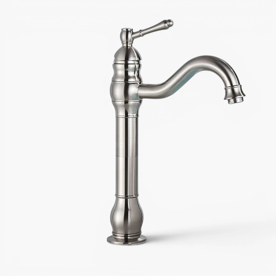 Robinet salle de bain lavabo vintage mitigeur rétro - Argenté - Laiton