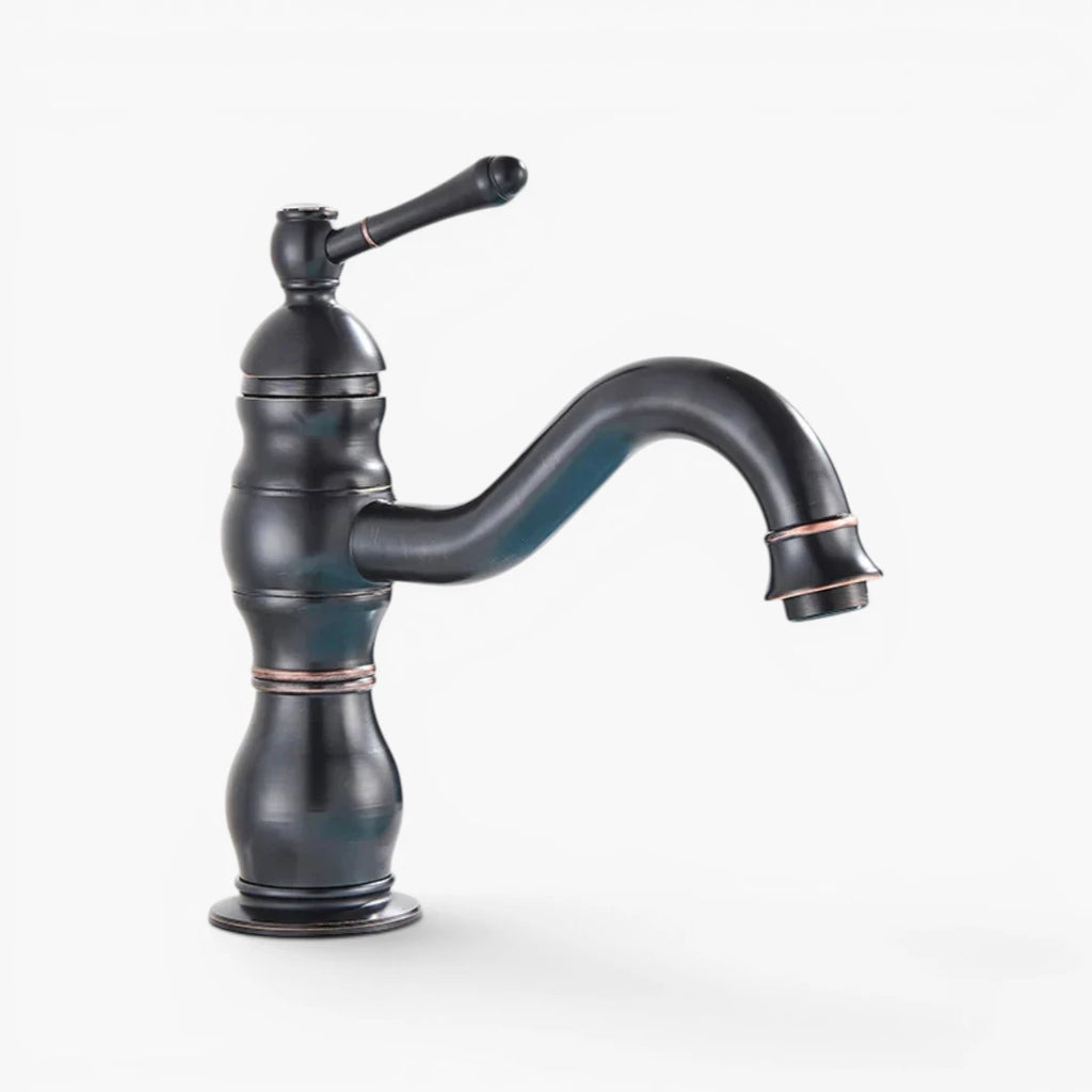 Robinet salle de bain lavabo vintage mitigeur rétro - Noir - Laiton