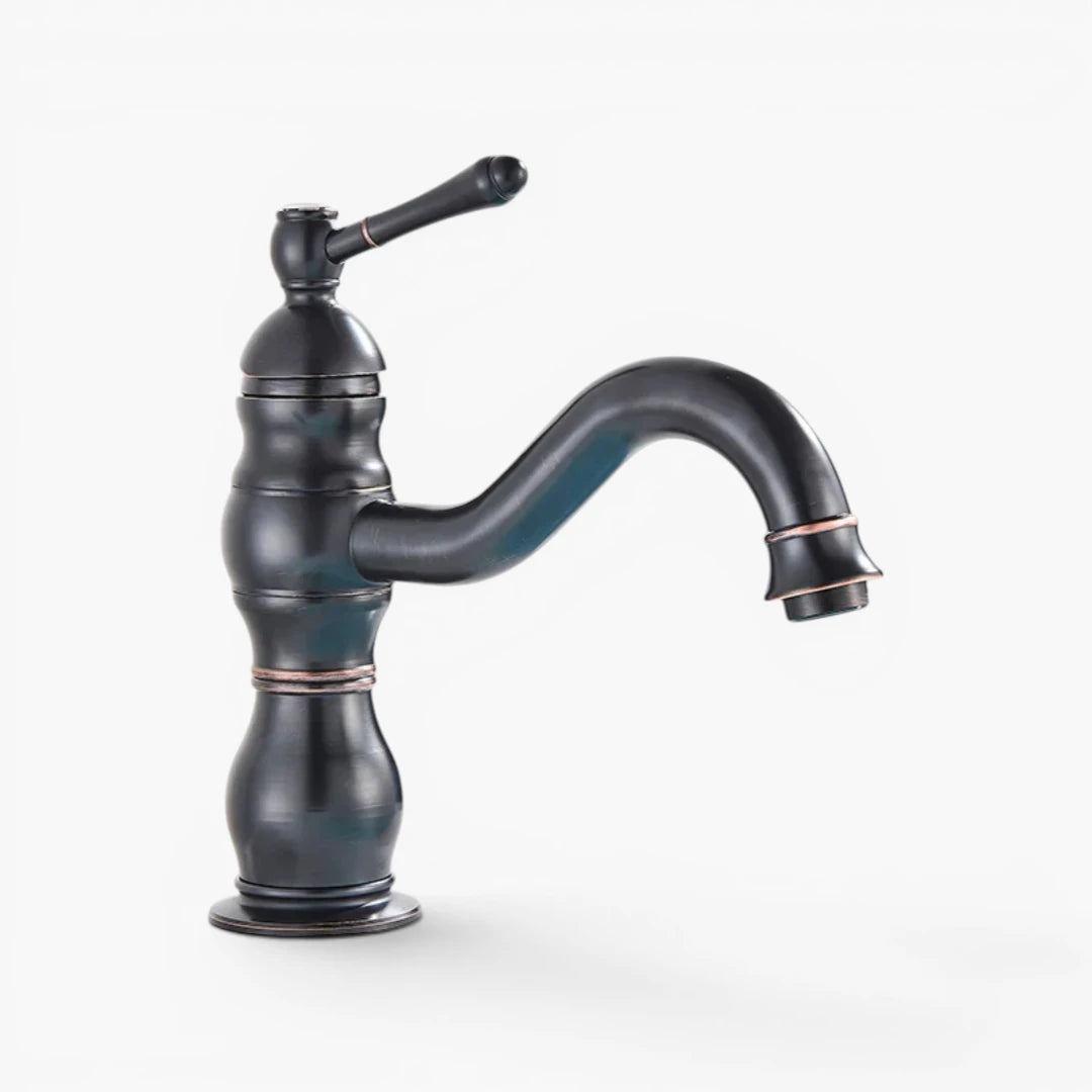 Robinet salle de bain lavabo vintage mitigeur rétro - Noir - Laiton