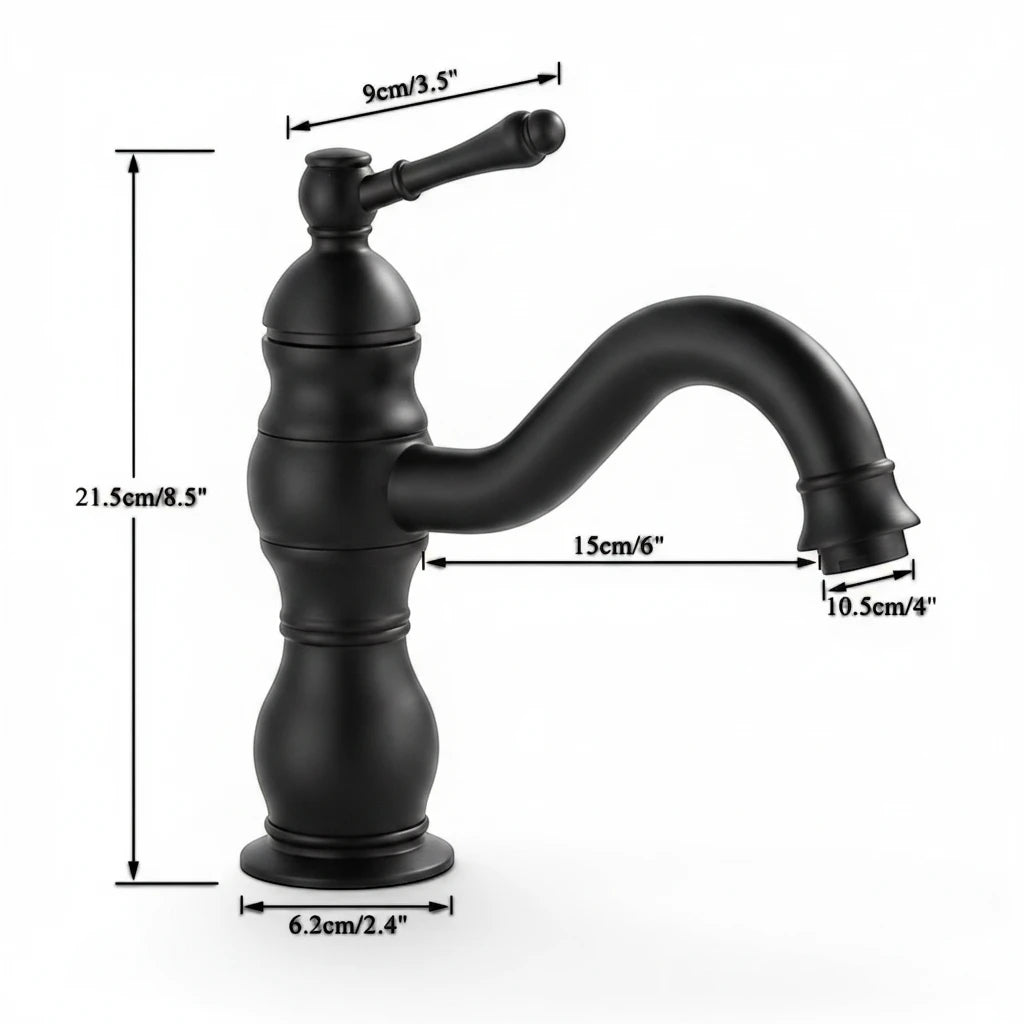 Robinet salle de bain lavabo vintage mitigeur rétro - Noir - Laiton