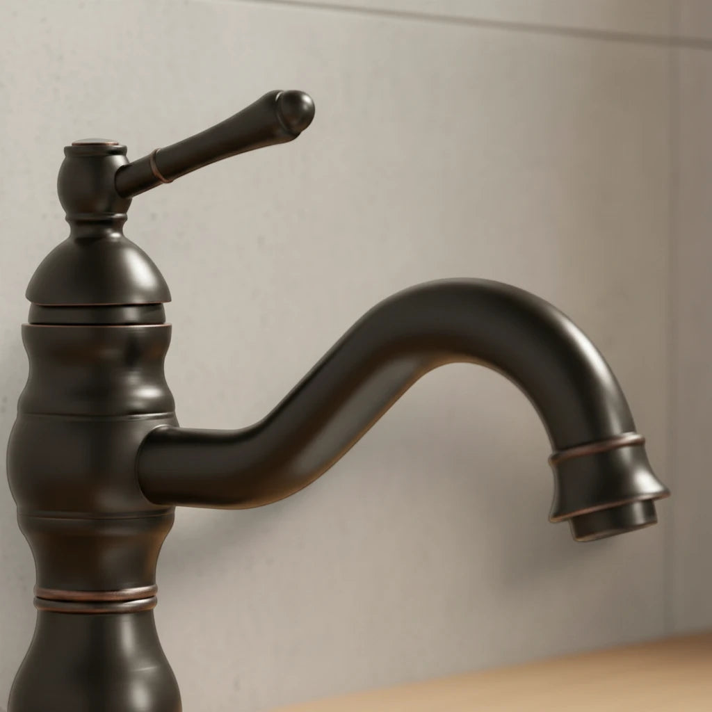 Robinet salle de bain lavabo vintage mitigeur rétro - Noir - Laiton