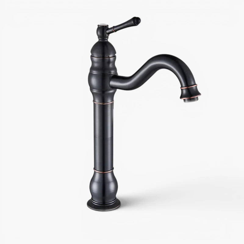 Robinet salle de bain lavabo vintage mitigeur rétro - Noir - Laiton