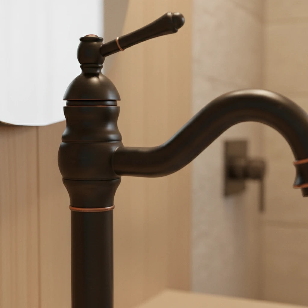 Robinet salle de bain lavabo vintage mitigeur rétro - Noir - Laiton