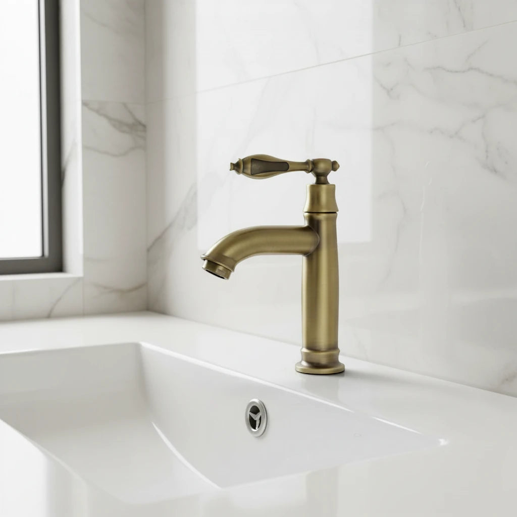 Robinet salle de bain lave main rétro eau froide - Doré - Laiton