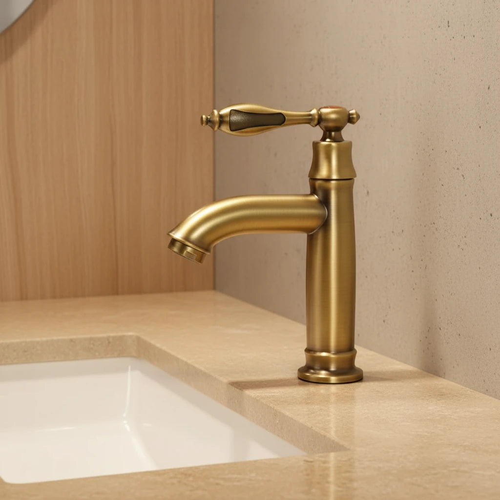 Robinet salle de bain lave main rétro eau froide - Doré - Laiton
