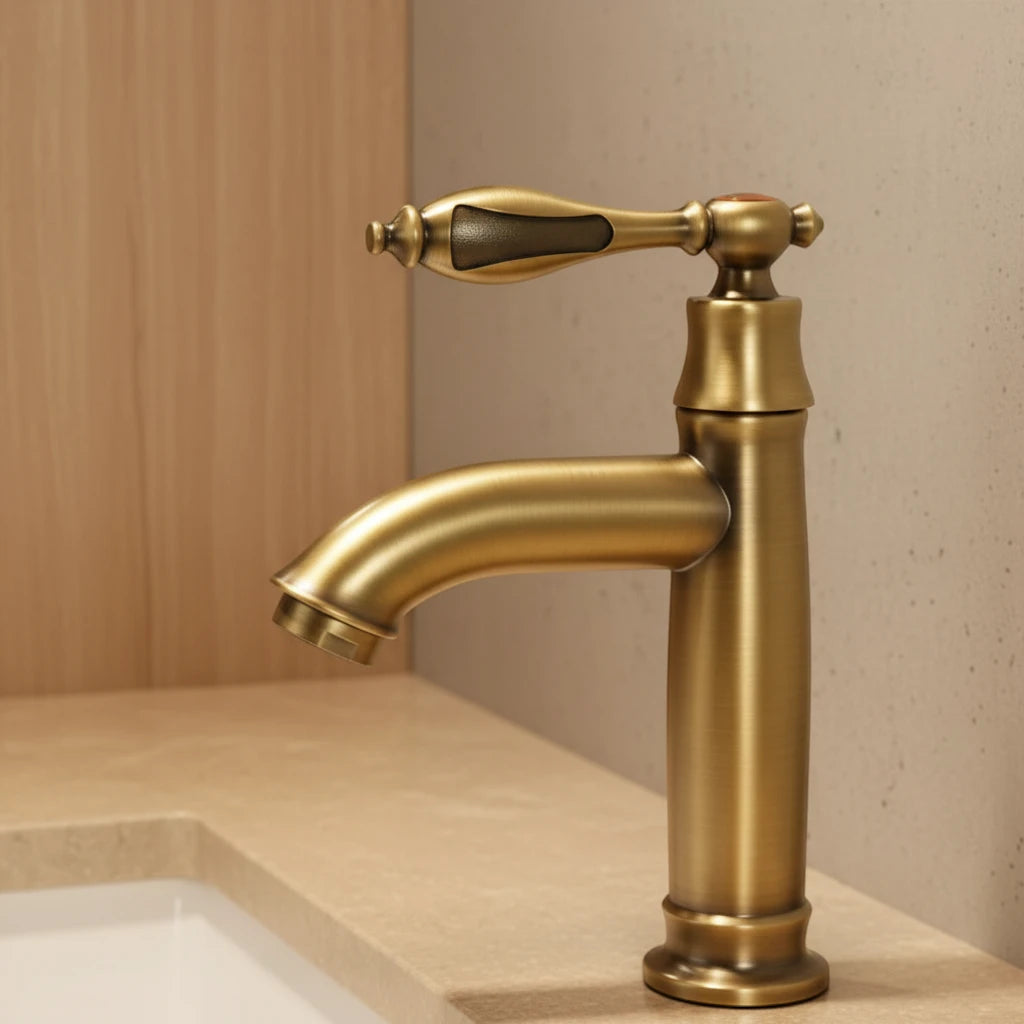 Robinet salle de bain lave main rétro eau froide - Doré - Laiton