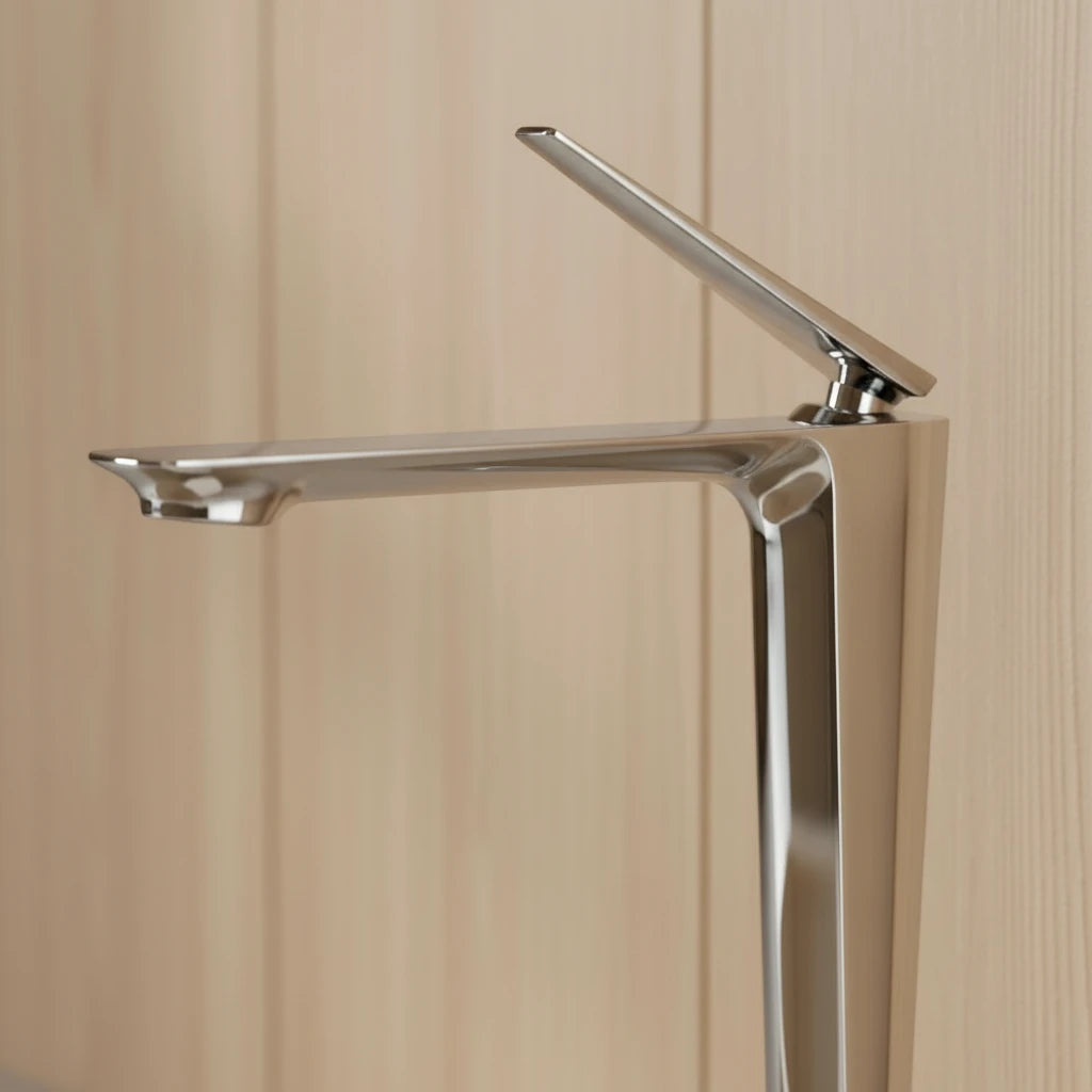 Robinet salle de bain mitigeur design - Argenté - Laiton