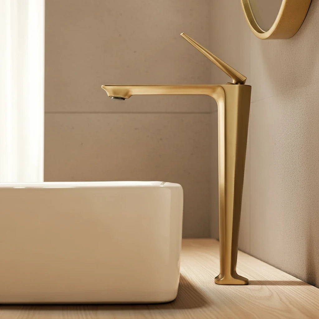 Robinet salle de bain mitigeur design - Doré - Laiton