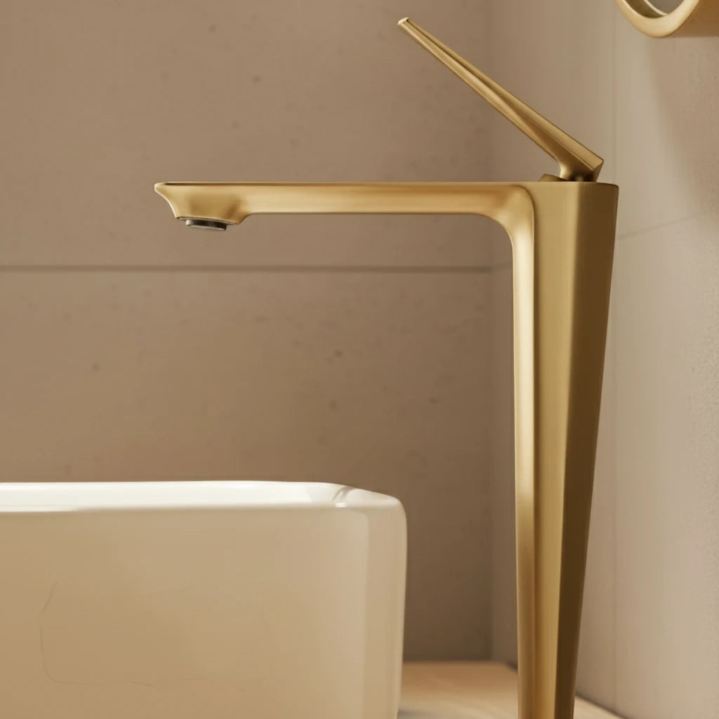 Robinet salle de bain mitigeur design - Doré - Laiton