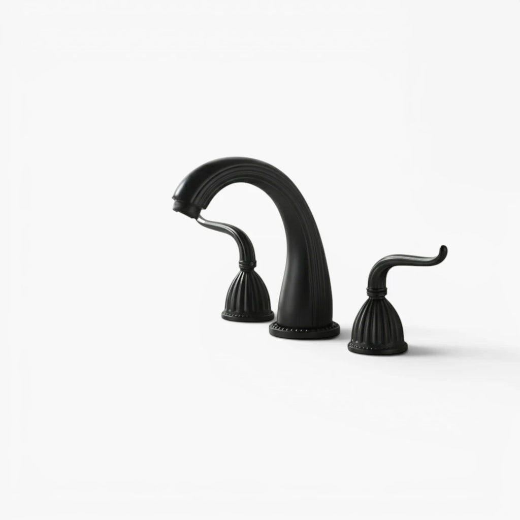 Robinet salle de bain rétro classique double poignées - Noir - Laiton