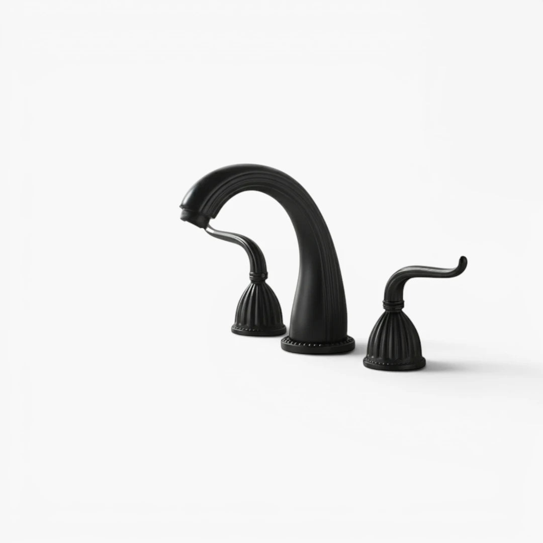 Robinet salle de bain rétro classique double poignées - Noir - Laiton