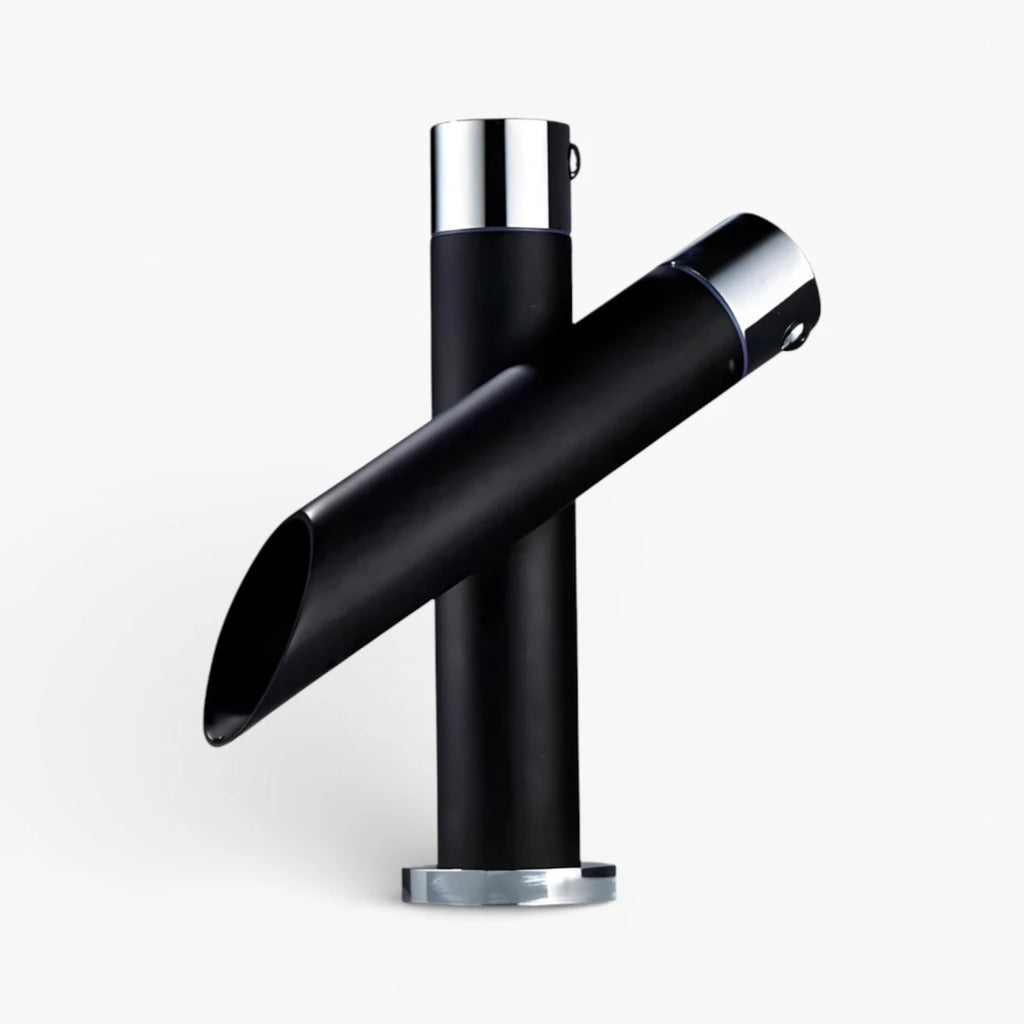 Robinet style bambou lavabo salle de bain - Noir - Laiton