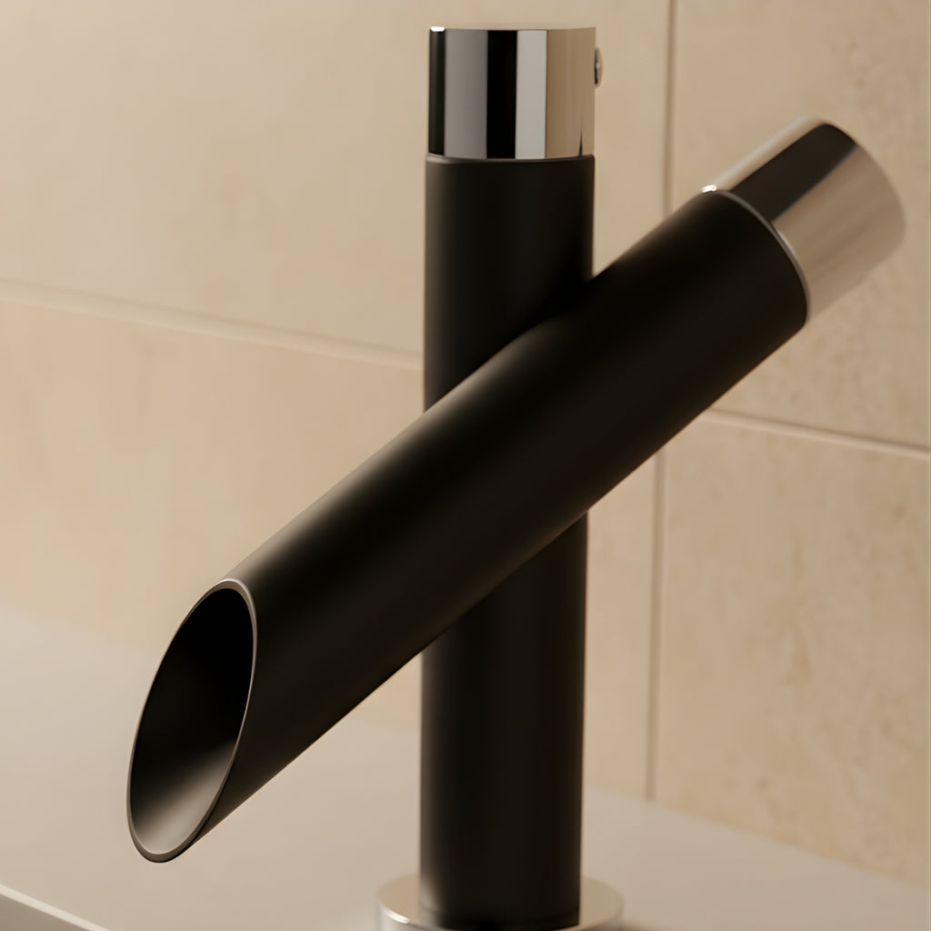 Robinet style bambou lavabo salle de bain - Noir - Laiton