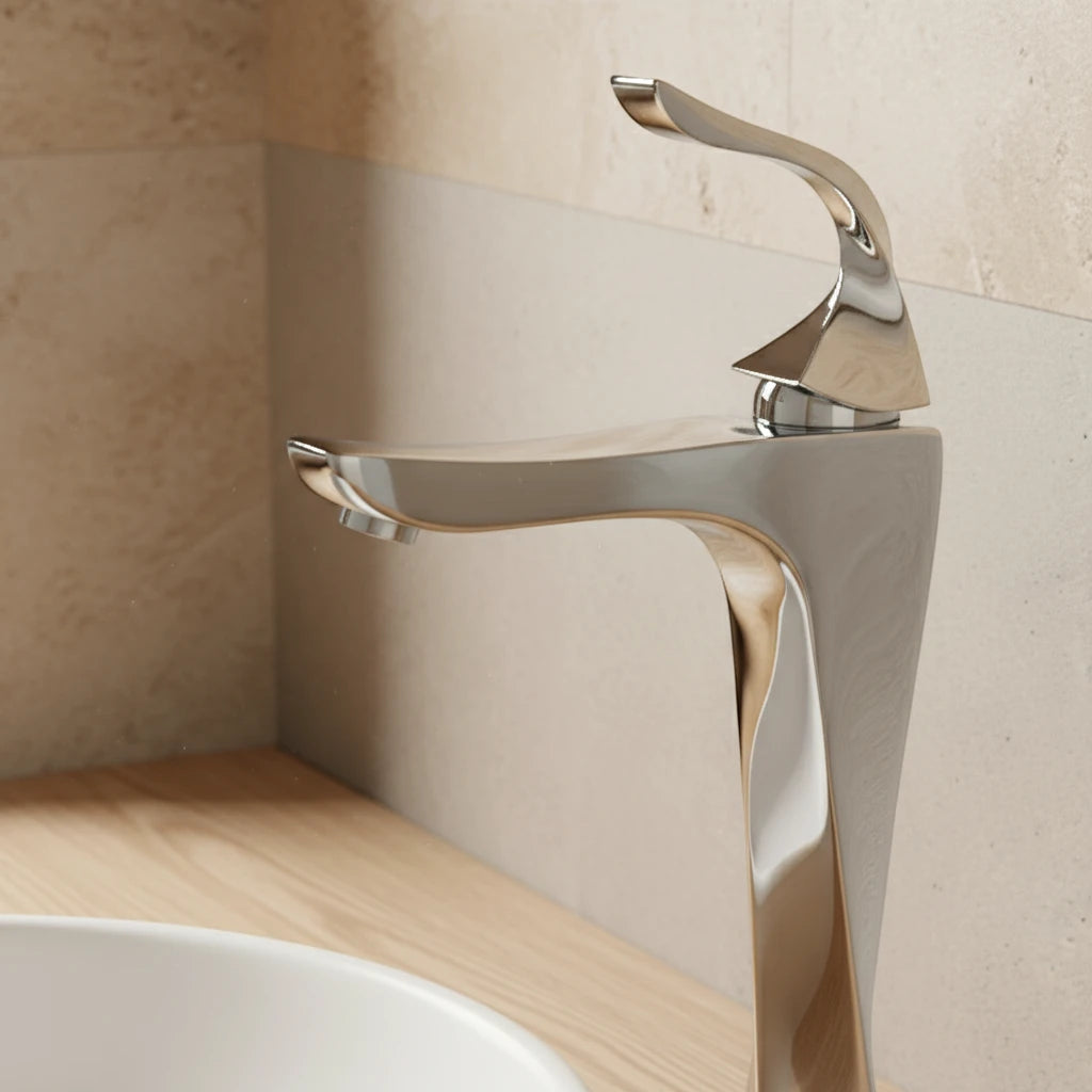 Robinet torsade mitigeur salle de bain lavabo - Argenté - Laiton