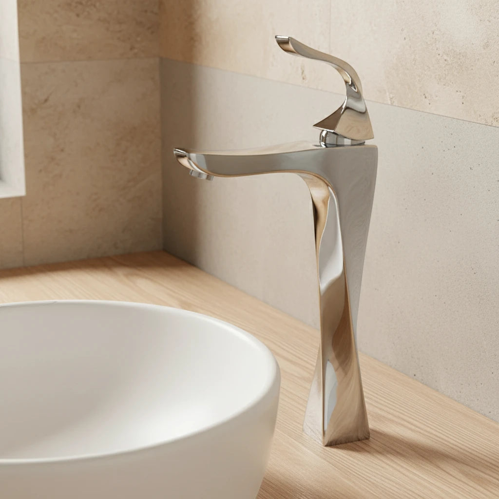 Robinet torsade mitigeur salle de bain lavabo - Argenté - Laiton