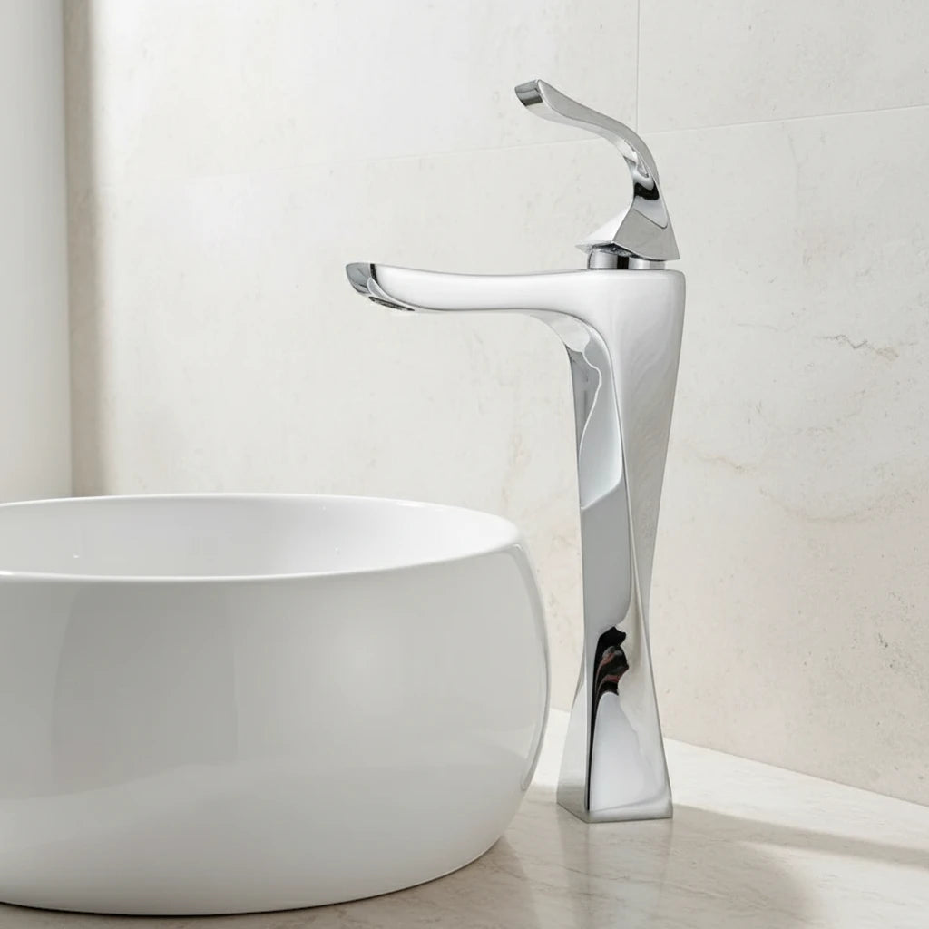 Robinet torsade mitigeur salle de bain lavabo - Argenté - Laiton