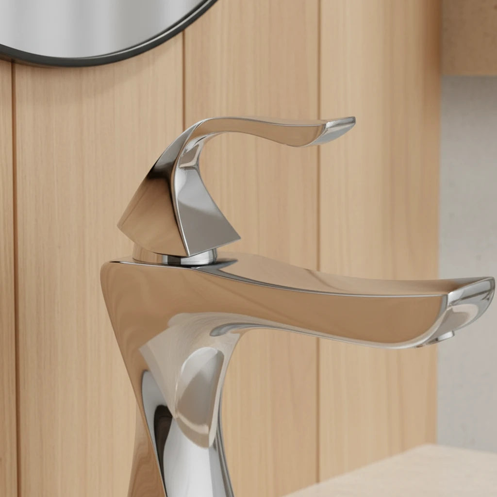 Robinet torsade mitigeur salle de bain lavabo - Argenté - Laiton