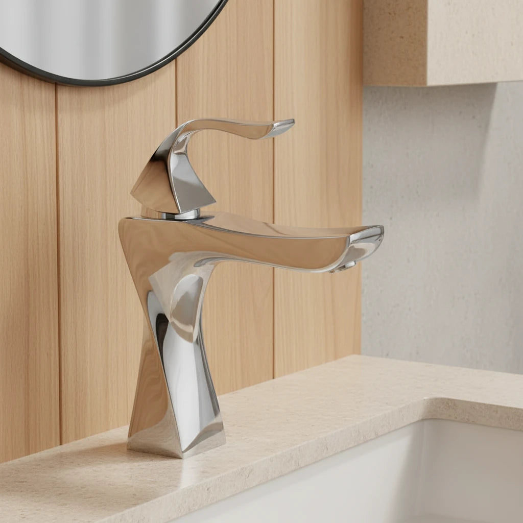 Robinet torsade mitigeur salle de bain lavabo - Argenté - Laiton