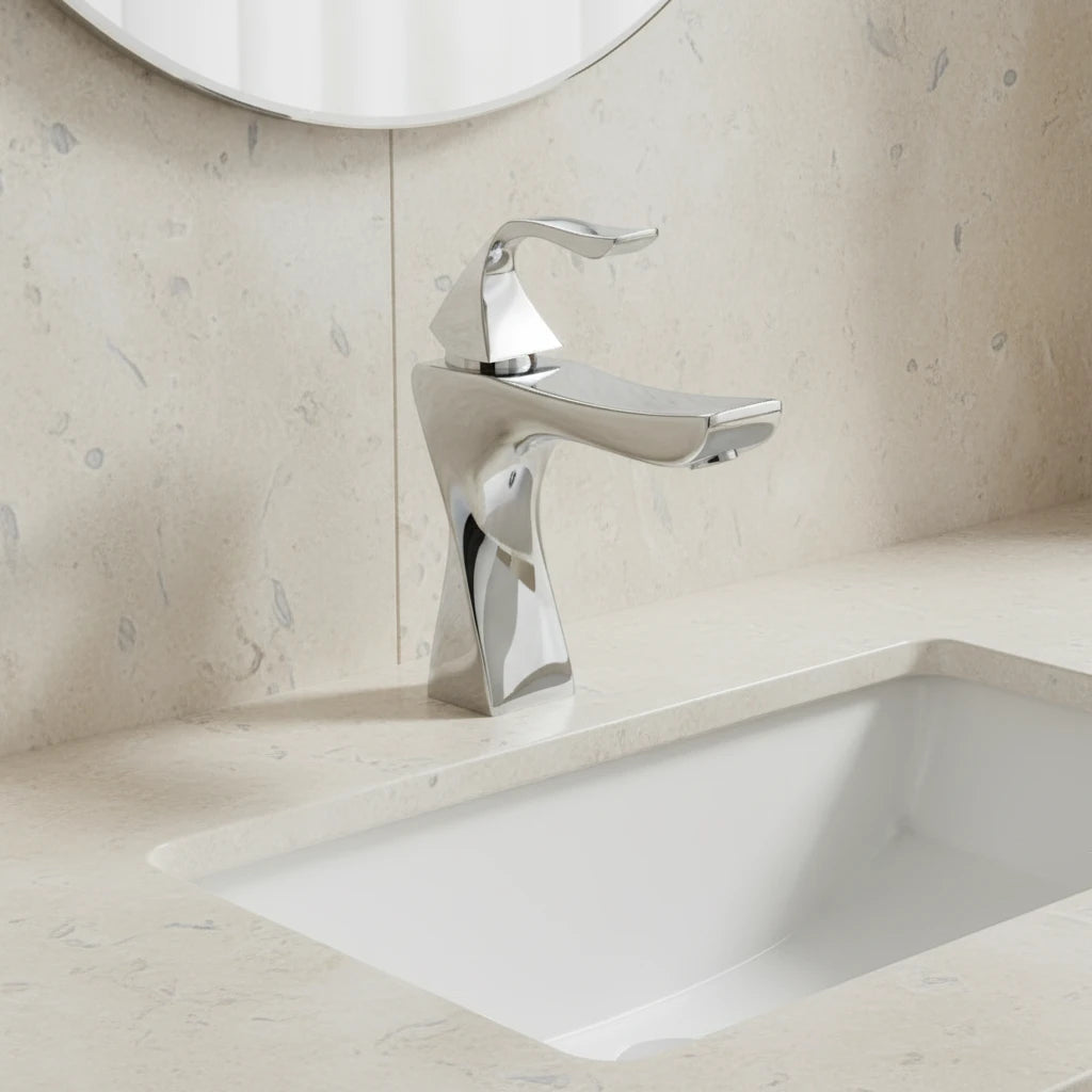 Robinet torsade mitigeur salle de bain lavabo - Argenté - Laiton