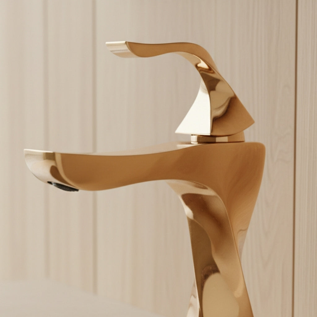 Robinet torsade mitigeur salle de bain lavabo - Doré - Laiton