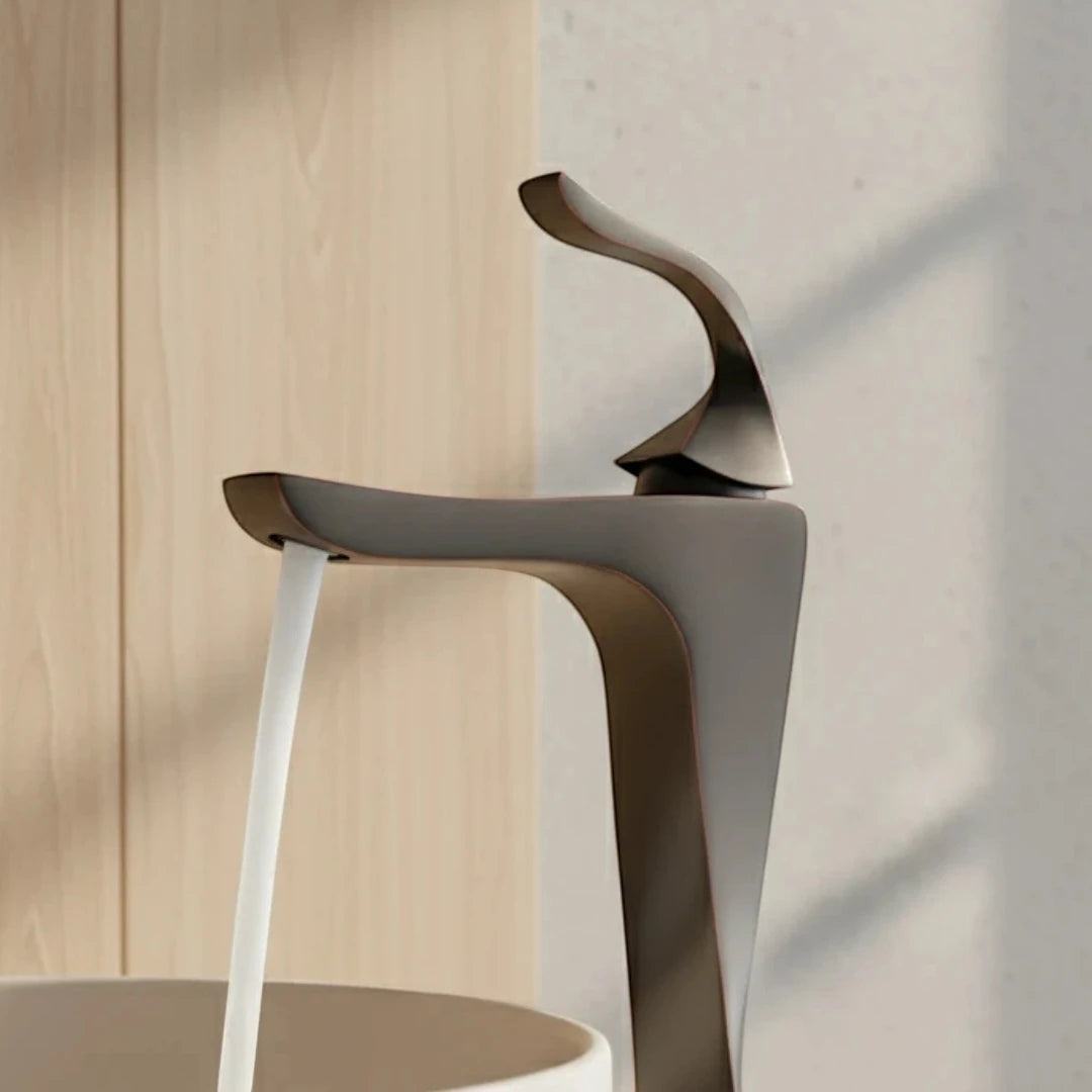 Robinet torsade mitigeur salle de bain lavabo - Noir - Laiton