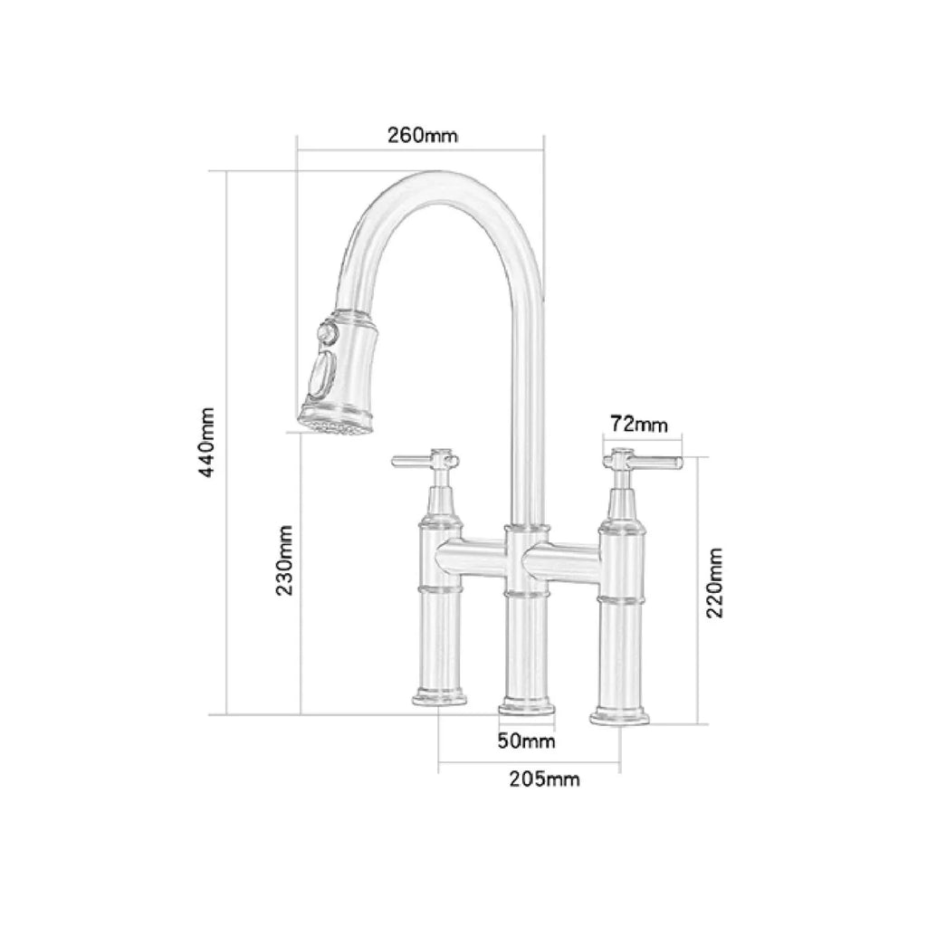 Robinet évier cuisine rétro flexible douchette - Doré - Laiton