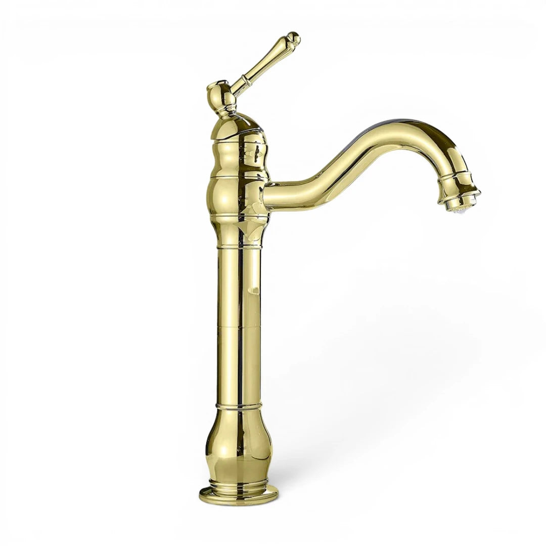 Robinet salle de bain lavabo vintage mitigeur rétro - Doré - Laiton