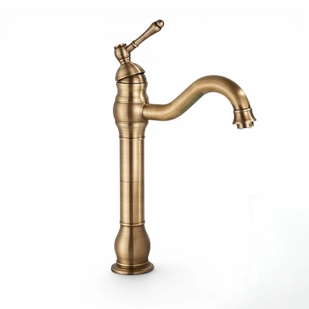 Robinet salle de bain lavabo vintage mitigeur rétro - Doré - Laiton