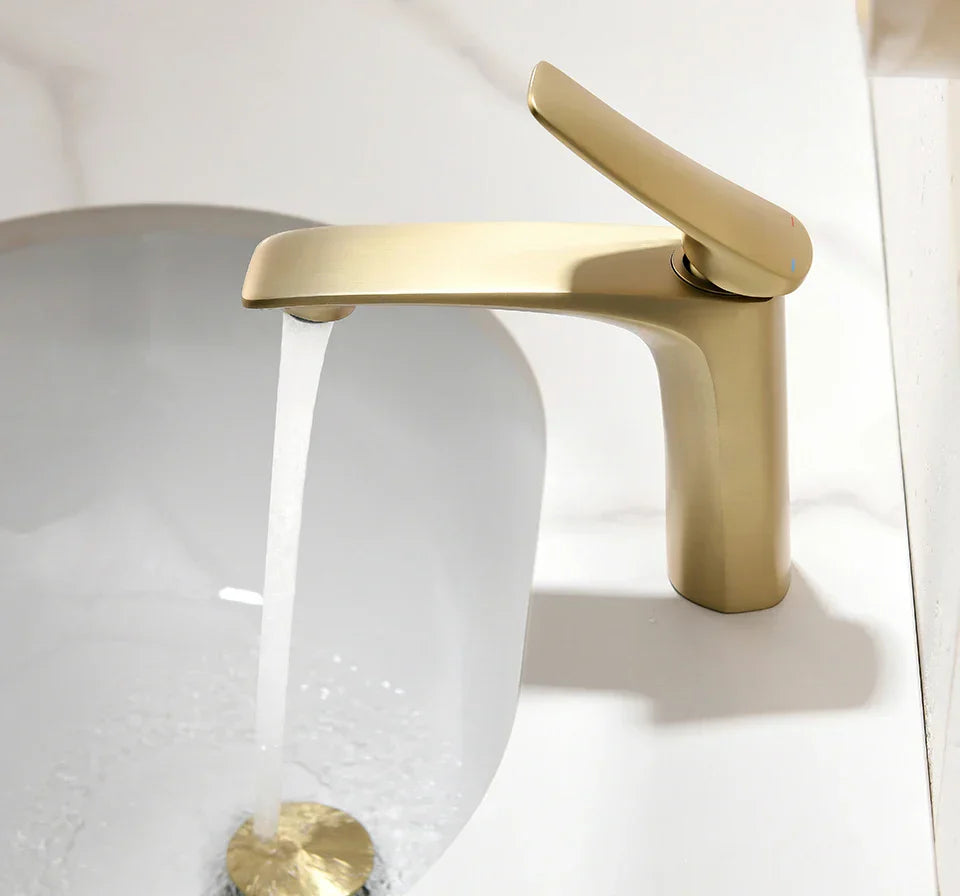 Robinet mitigeur minimaliste lavabo salle de bain - Doré - Laiton
