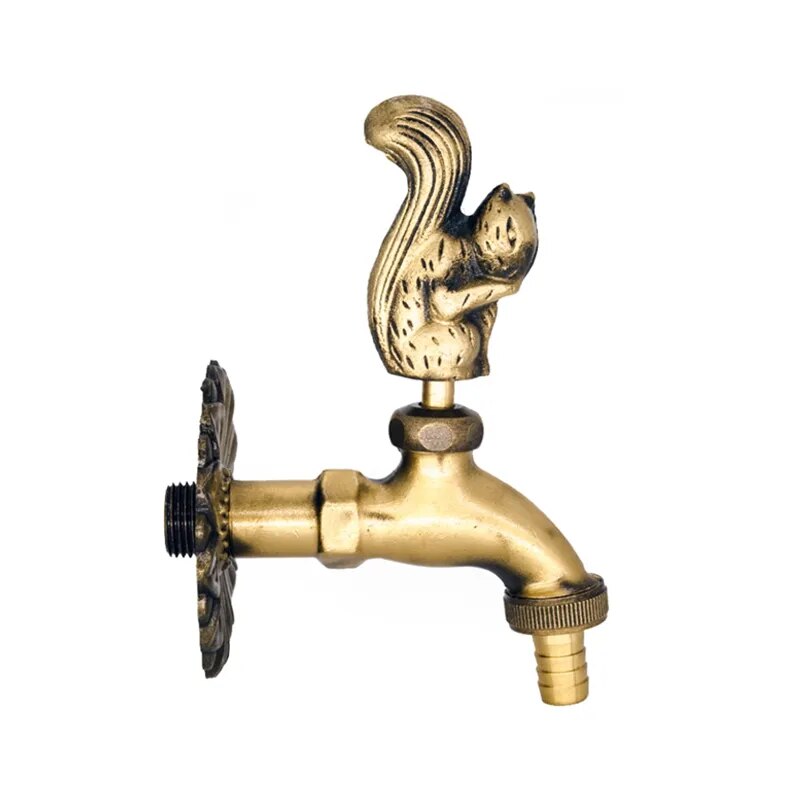 Robinet extérieur de jardin rétro fleur animaux - Doré
