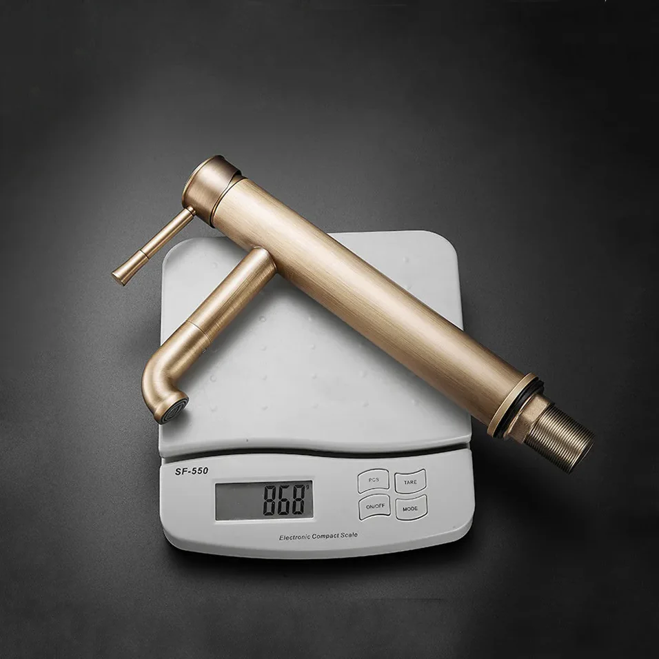 Robinet lavabo salle de bain bec rotatif vintage - Doré - Laiton