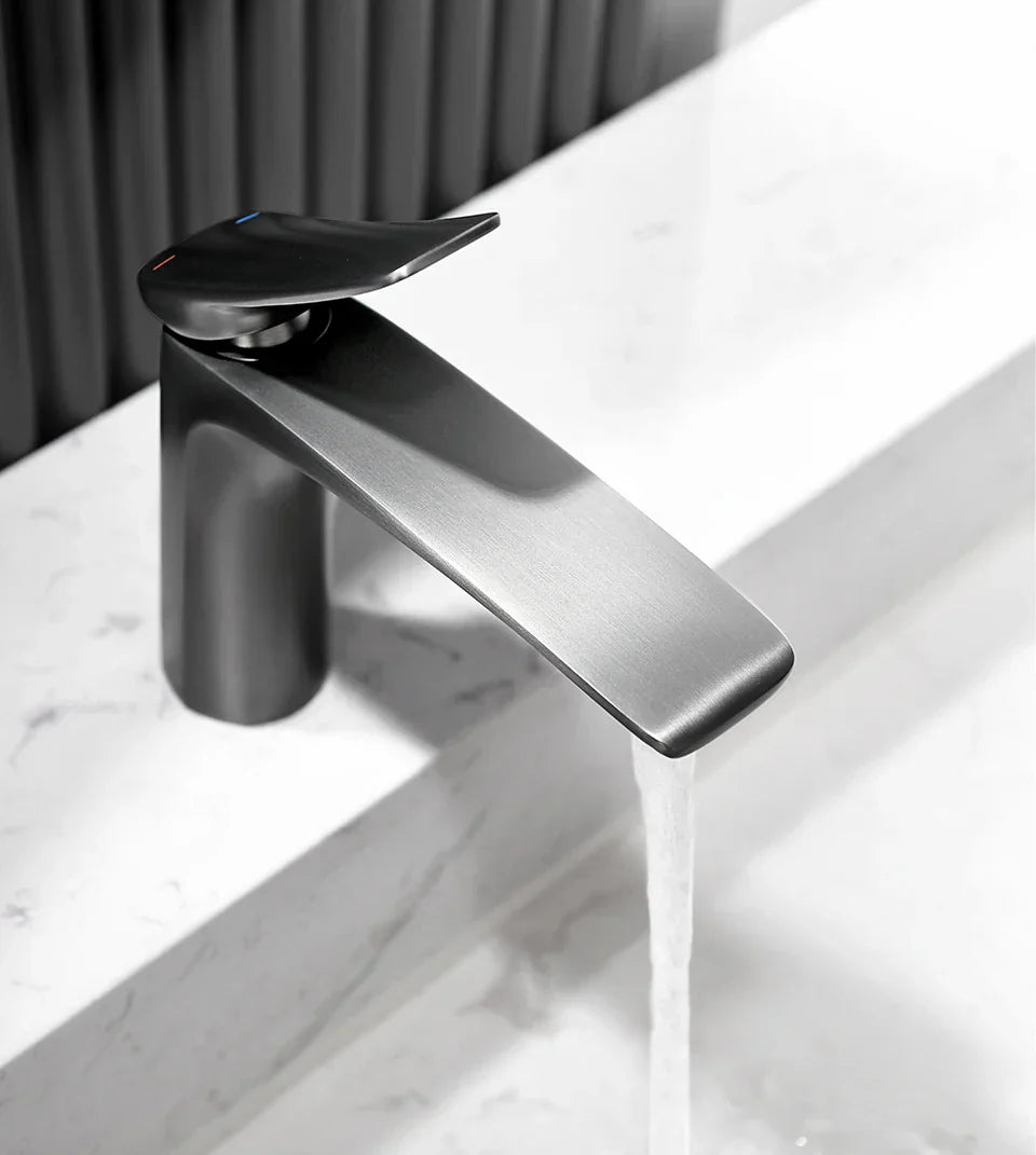 Robinet mitigeur minimaliste lavabo salle de bain - Argenté - Laiton